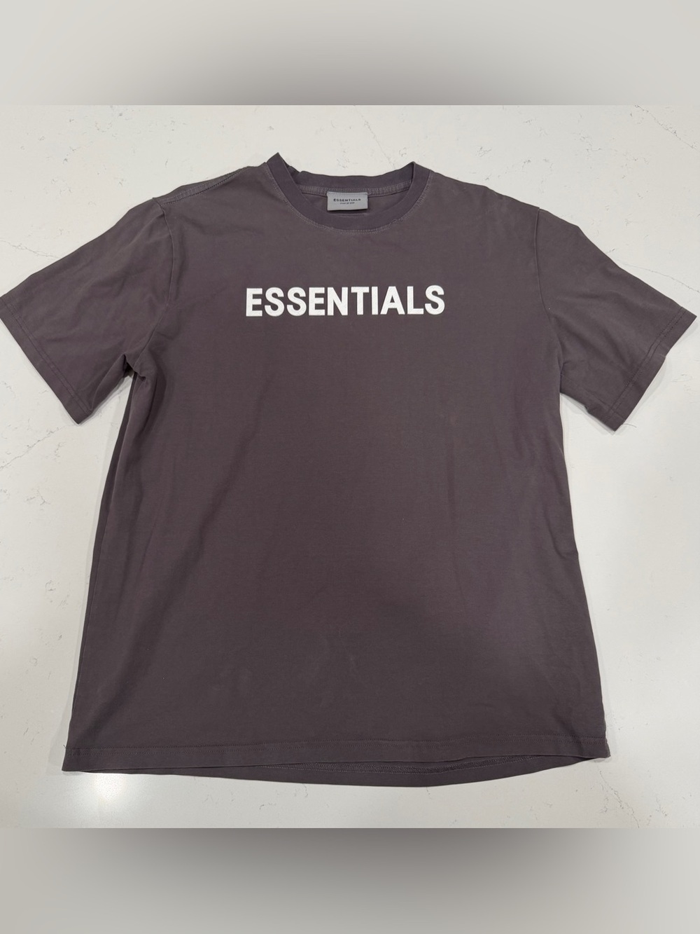 Essentials Men's Crew Neck T-Shirt Charcoal Gray with White Logo - Medium